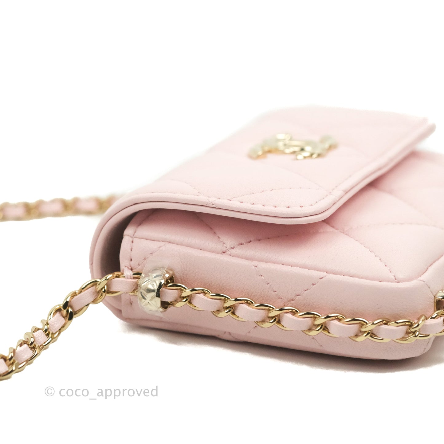 Chanel Mini Clutch With Chain Pink Lambskin Gold Hardware