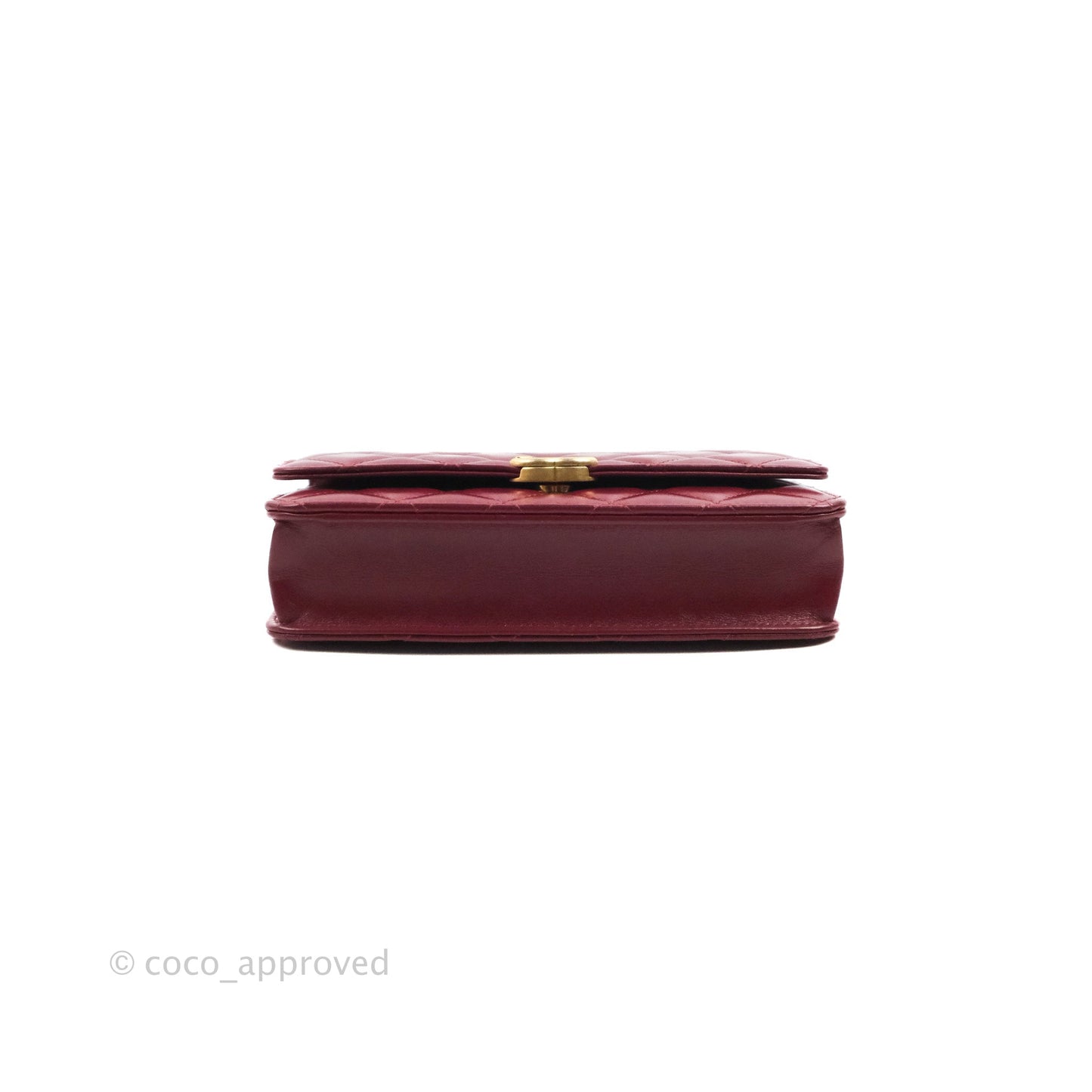 Chanel Quilted Perfect Fit Adjustable Wallet On Chain WOC Burgundy Calfskin Aged Gold Hardware