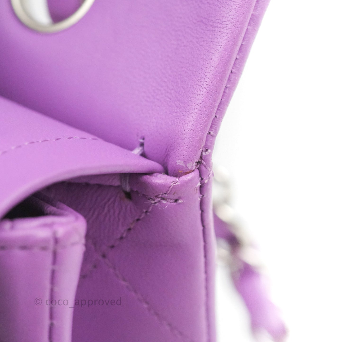 Chanel Classic M/L Medium Flap Quilted Purple Lambskin Silver Hardware 20C