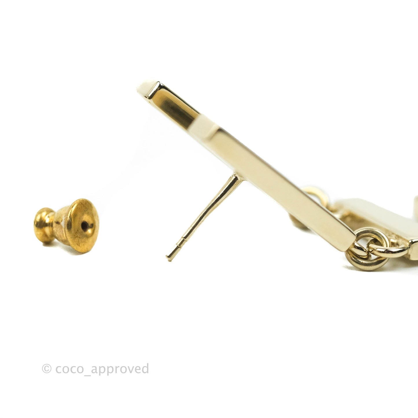 Chanel Large Gold Letter Runway Earrings