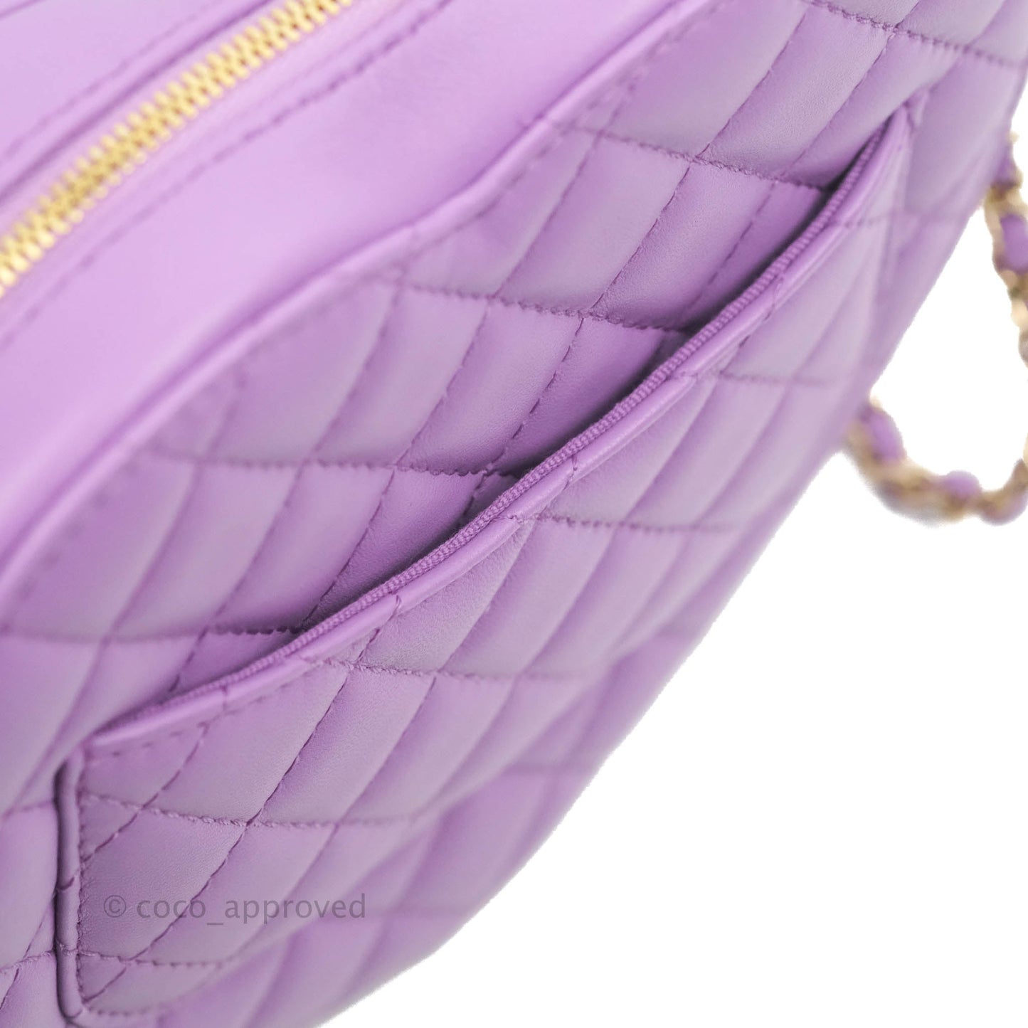 Chanel Large Heart Bag Purple Lambskin Gold Hardware 22S