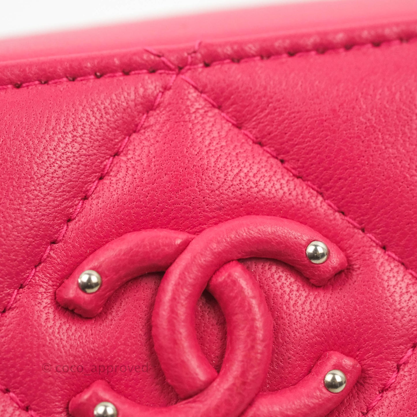 Chanel Mini Quilted Camera Case Pink Lambskin Silver Hardware
