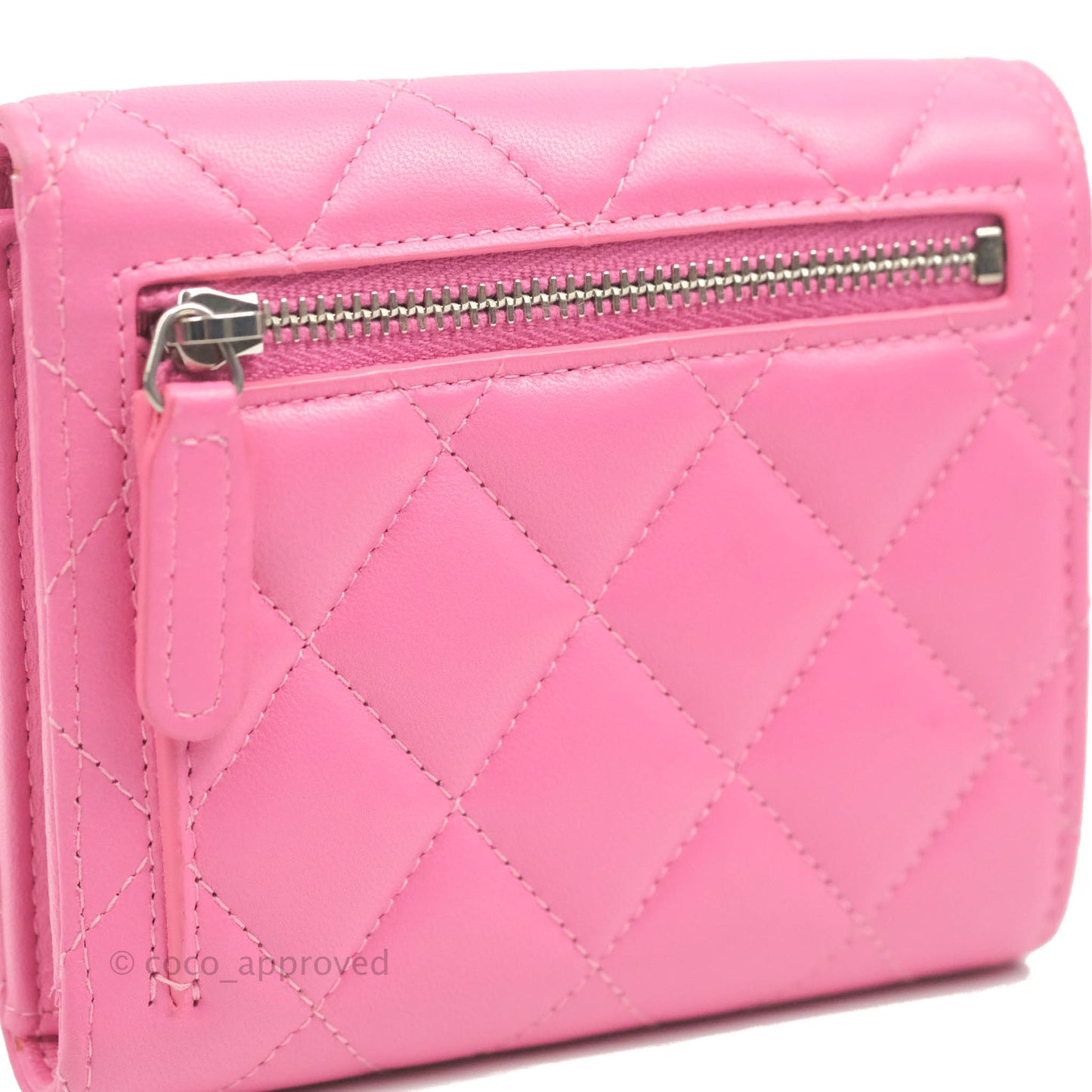 Chanel Classic Flap Wallet Pink Lambskin Silver Hardware