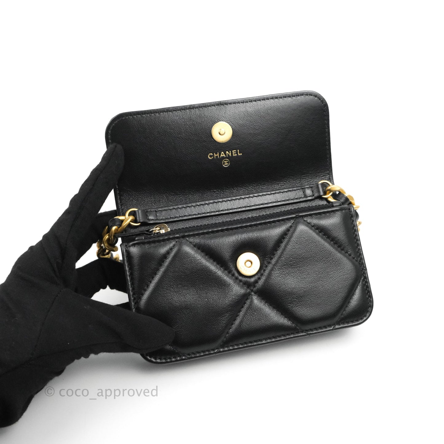 Chanel 19 Mini Clutch with Chain Black Lambskin Mixed Hardware