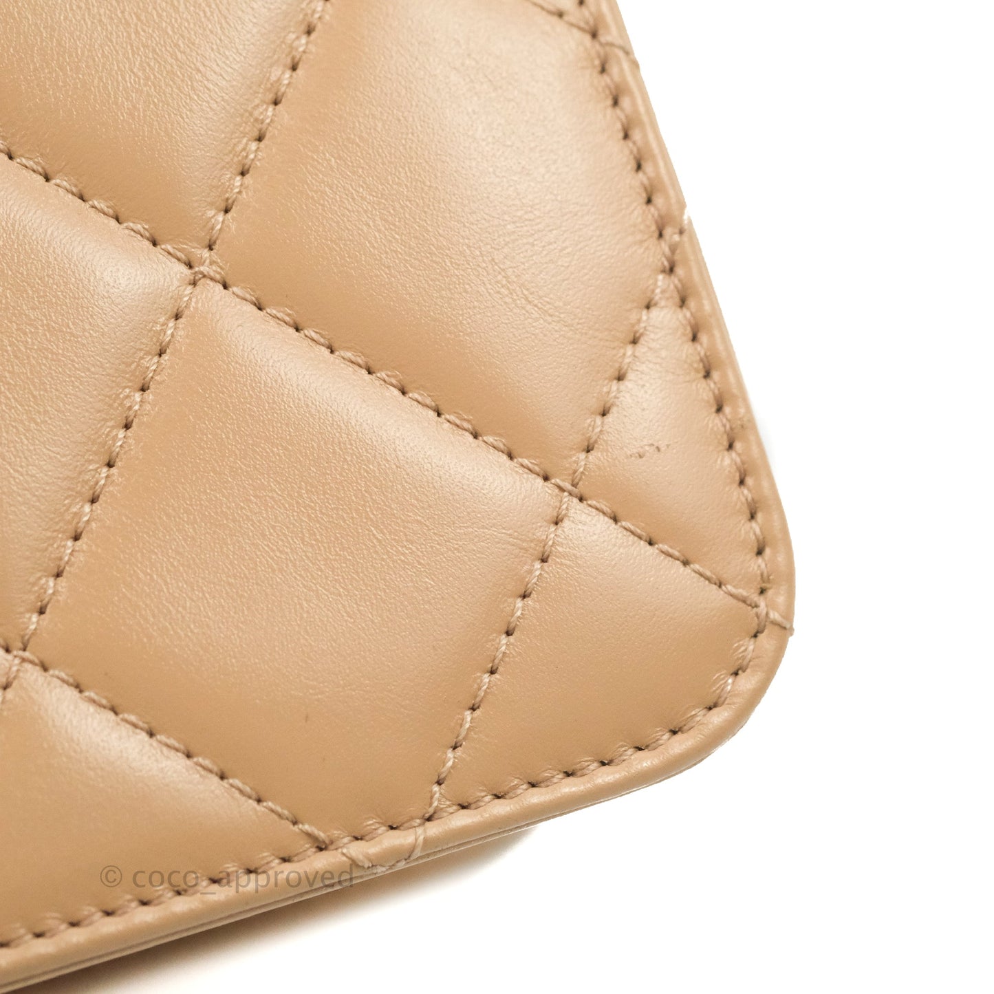 Chanel Quilted Perfect Fit Adjustable Beige Calfskin Gold Hardware 21A