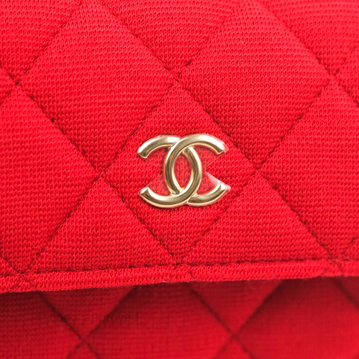 Chanel Mini Clutch With Chain Red Cotton Gold Hardware