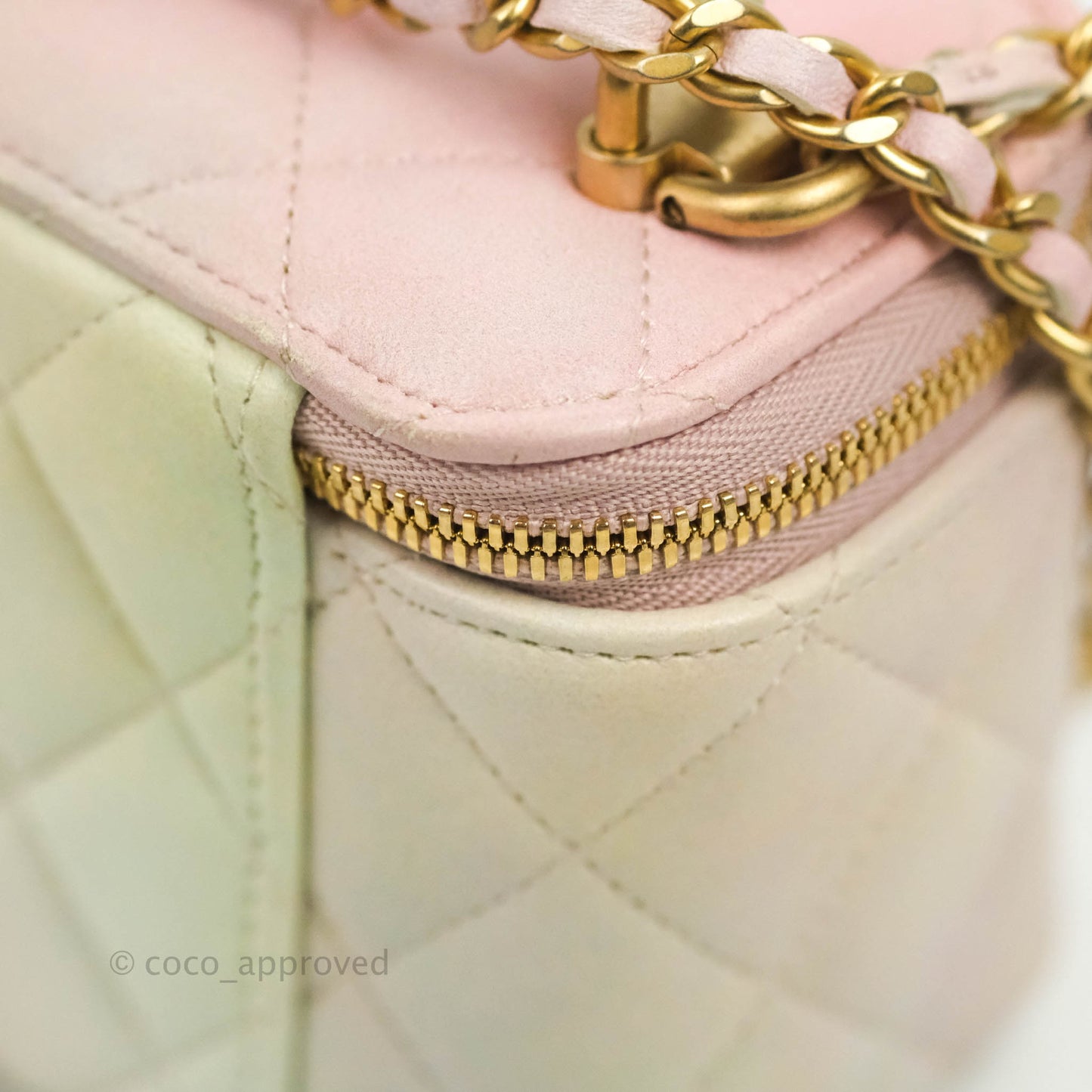 Chanel Mini Top Handle Vanity With Chain Rainbow Lambskin Aged Gold Hardware