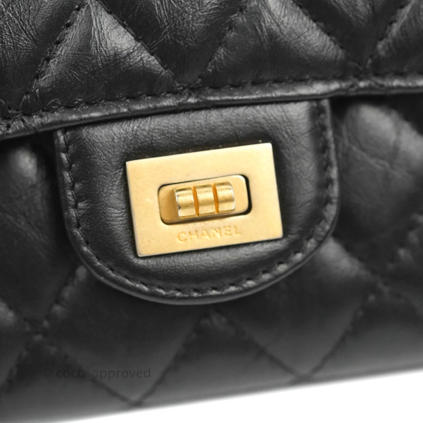 Chanel Reissue 2.55 Clutch With Chain Black Crumpled Calfskin Aged Gold Hardware
