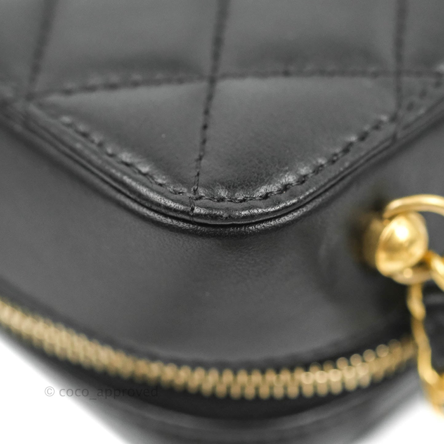 Chanel Mini Pearl Crush Quilted Camera Case Black Lambskin Aged Gold Hardware