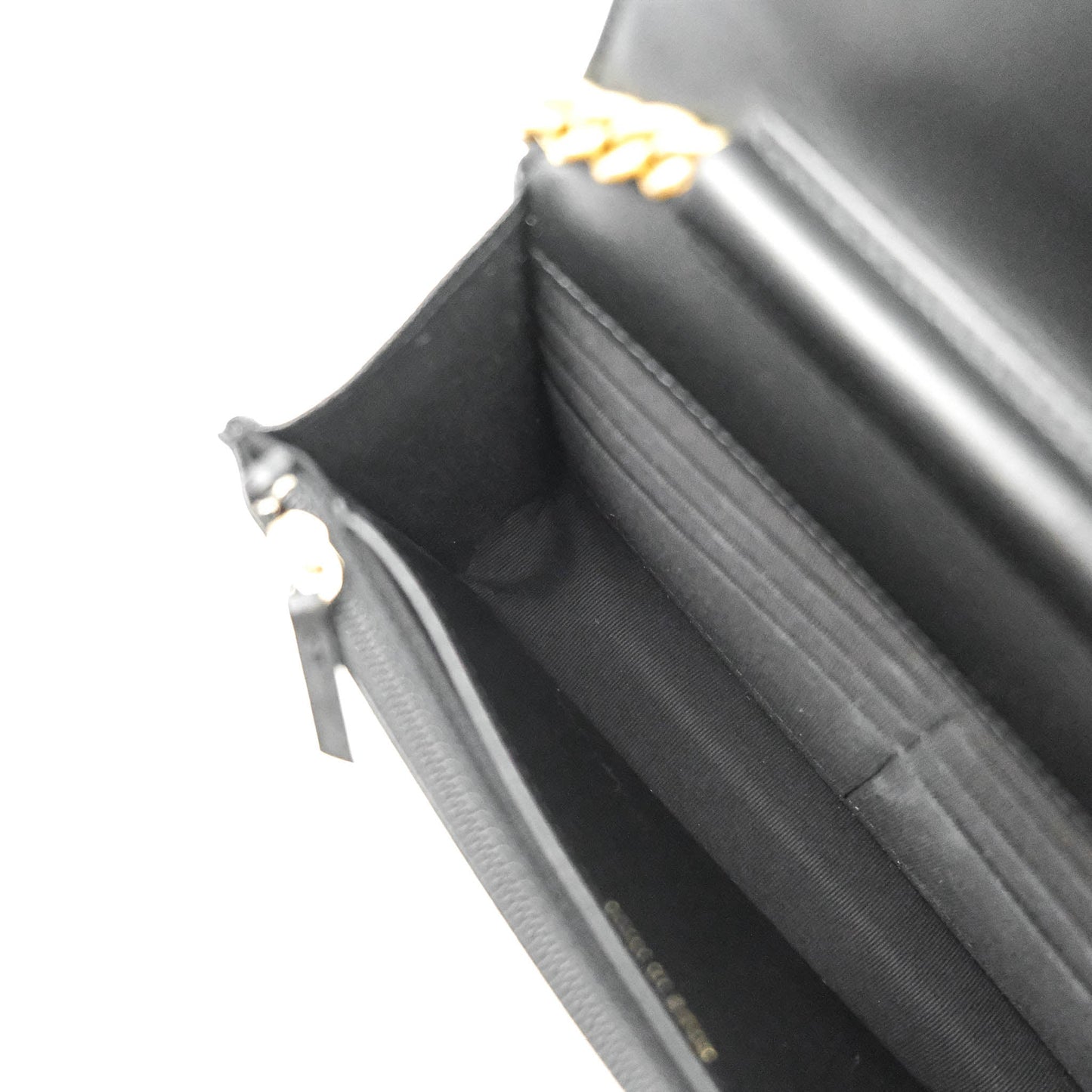 Chanel Quilted Boy Wallet on Chain WOC Black Caviar Aged Gold Hardware
