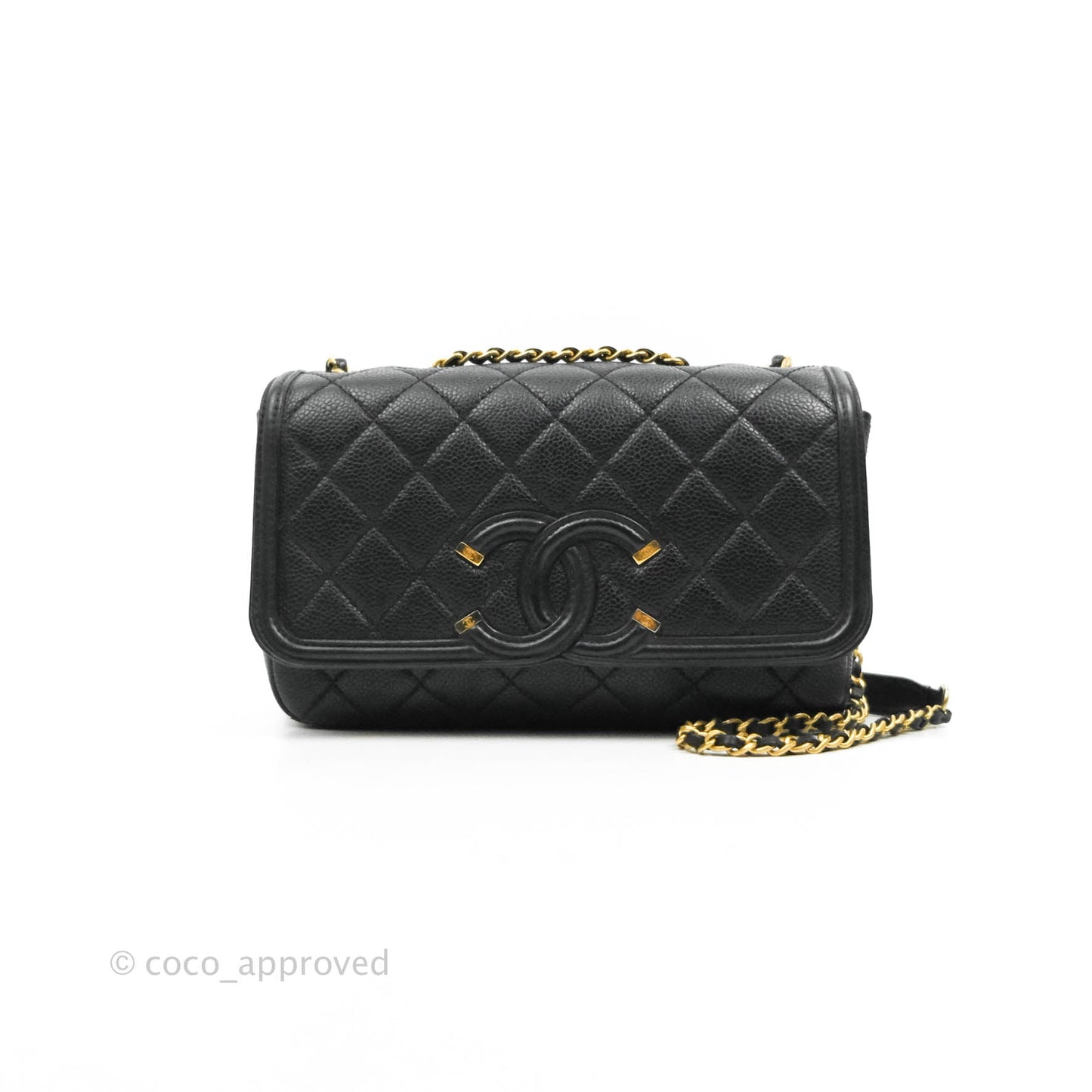 Chanel Quilted Small CC Filigree Flap Black Caviar