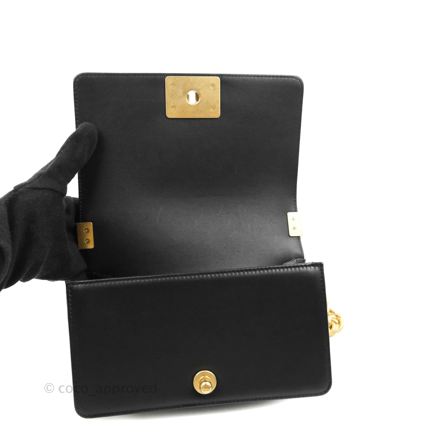 Chanel Small Boy Bag Black Calfskin Gold Hardware