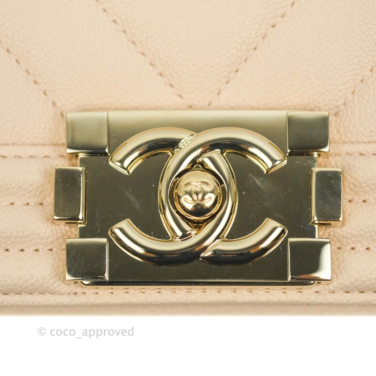 Chanel Small Boy Chevron Light Pink Caviar Gold Hardware