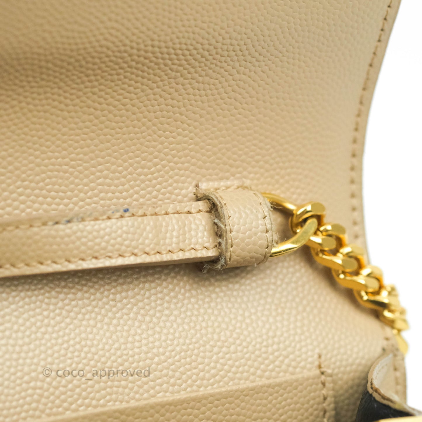 Saint Laurent Classic Beige Grained Leather Gold Hardware
