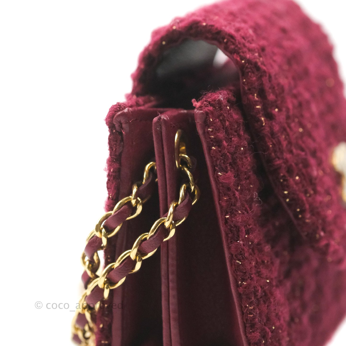 Chanel Clutch With Chain Red Tweed