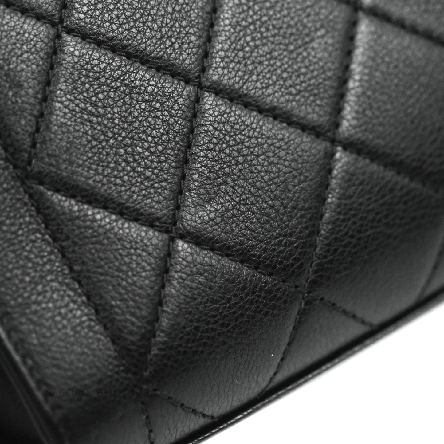 Chanel Quilted Small Label Click Flap Bag Black Grained Calfskin Gold Hardware