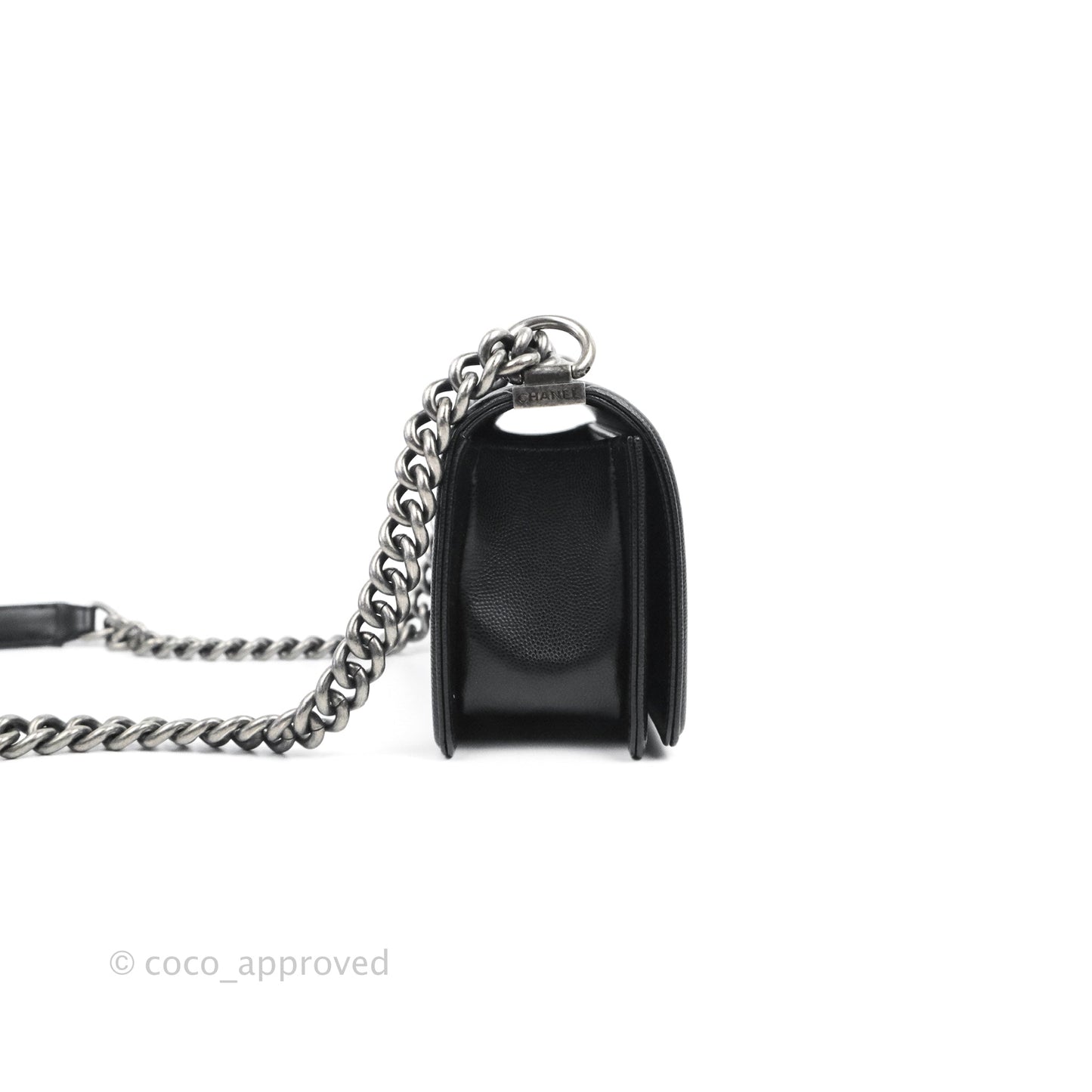 Chanel Small Quilted Boy Bag Black Caviar Ruthenium Hardware