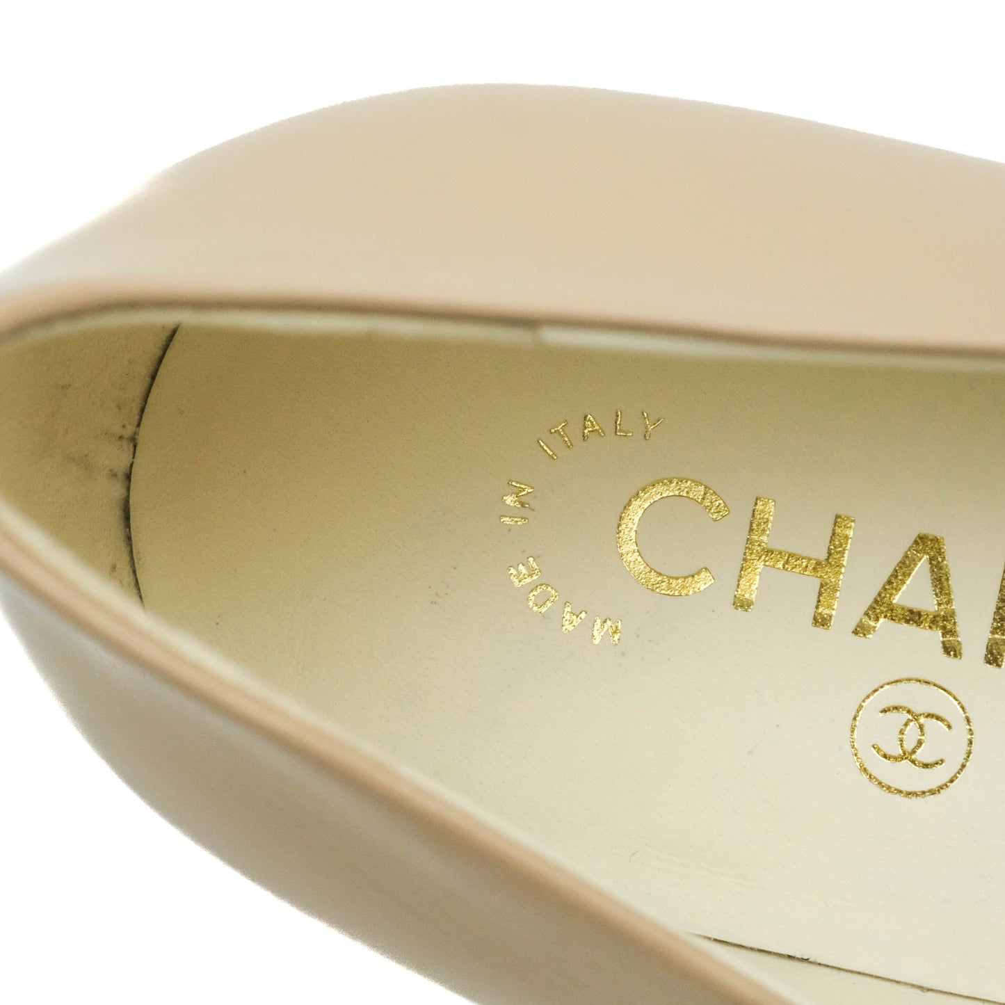 Chanel Beige Toe Pointed Black Pump Heels With CC Pearl Size 41