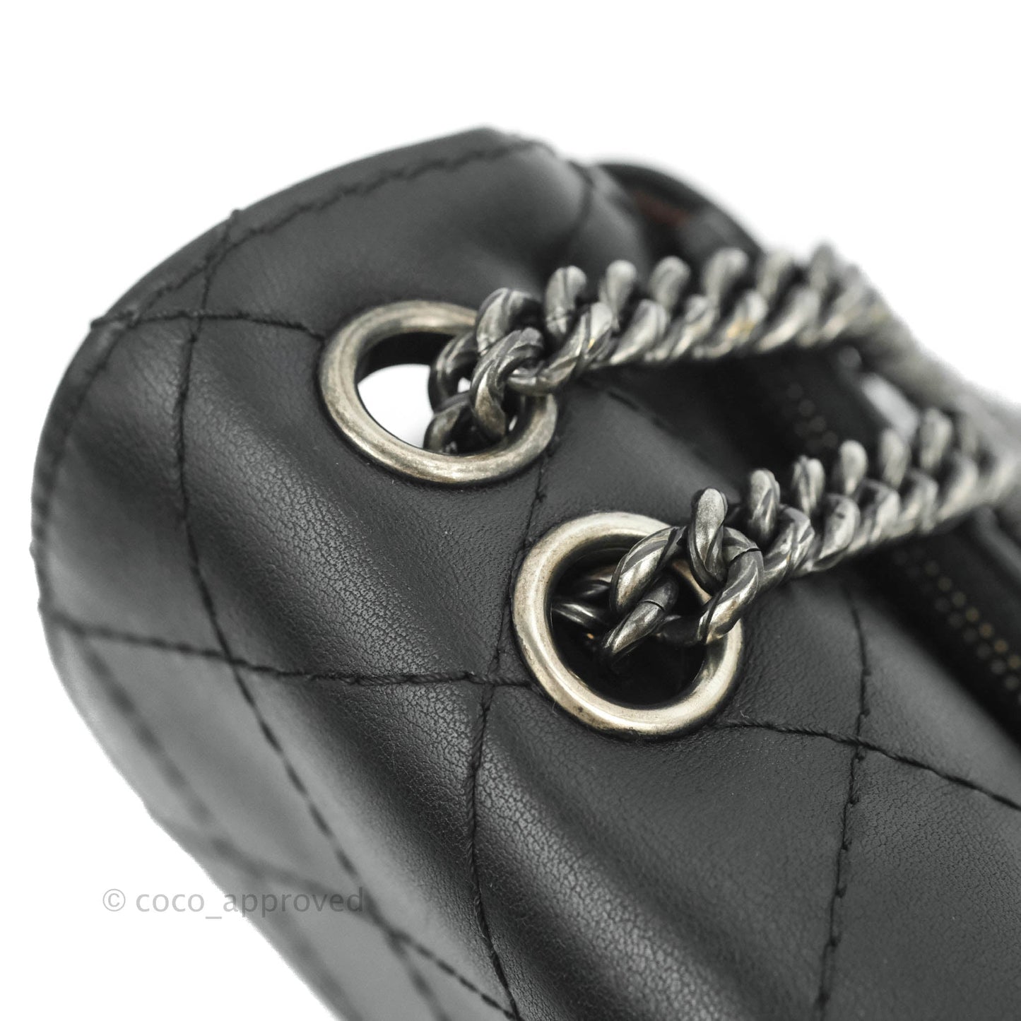 Chanel Flat Quilted Small Messenger Bag Black Calfskin Ruthenium Hardware