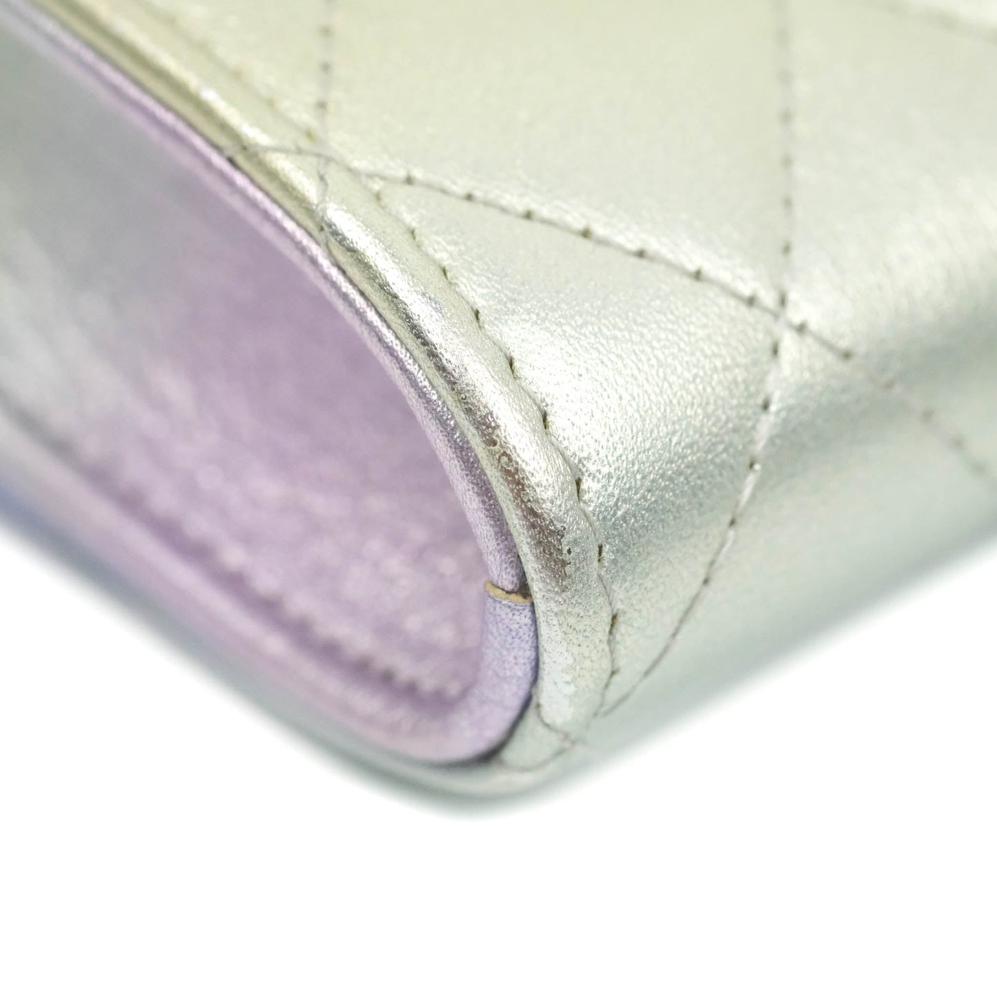 Chanel Classic Quilted Metallic Rainbow Lambskin Phone Holder Rainbow Hardware