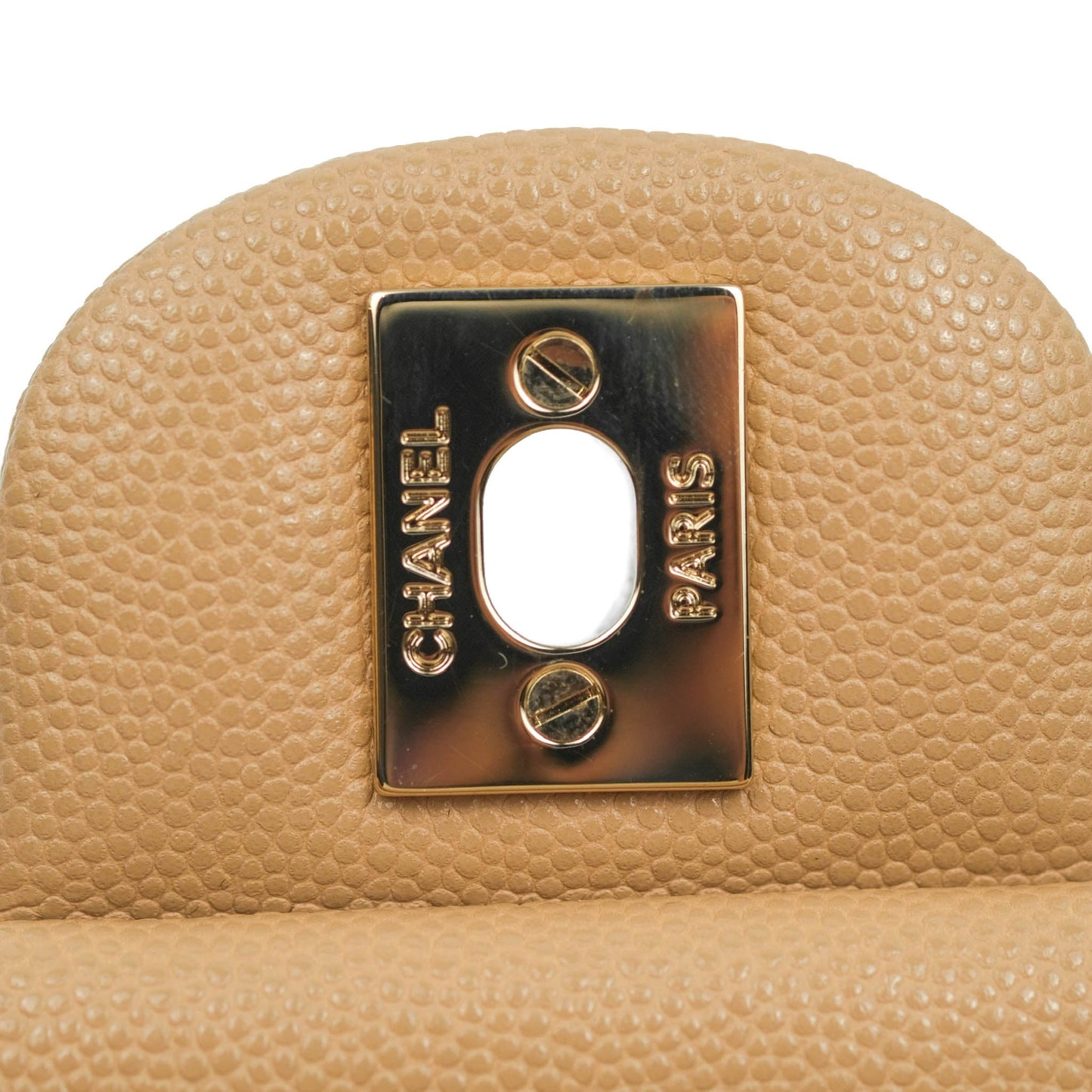 Chanel Classic M/L Medium Double Flap Dark Beige Caviar Gold Hardware 19B