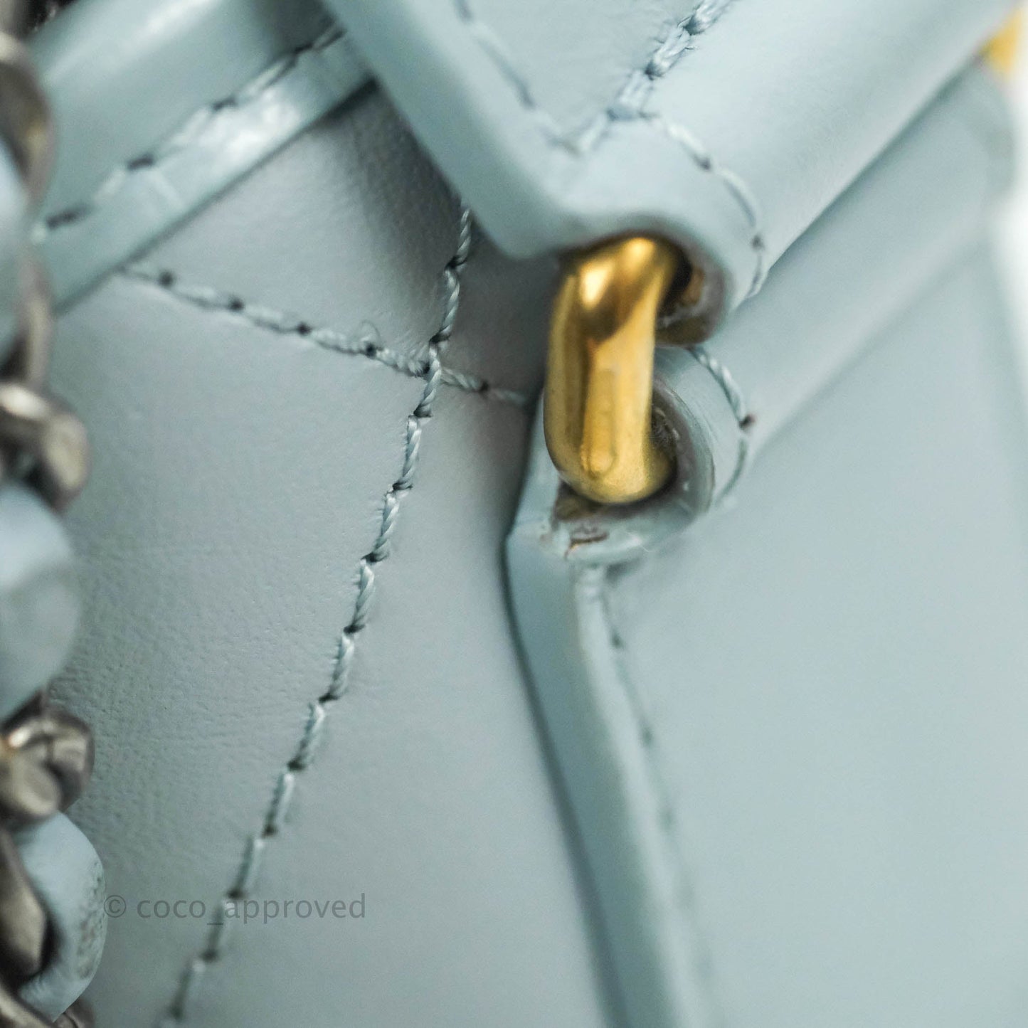 Chanel Small Gabrielle Hobo Light Blue Grey Aged Calfskin Mixed Hardware