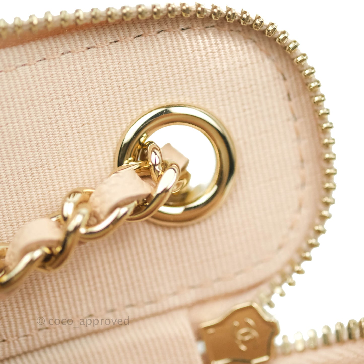 Chanel Classic Mini Vanity With Chain Beige Caviar Gold Hardware