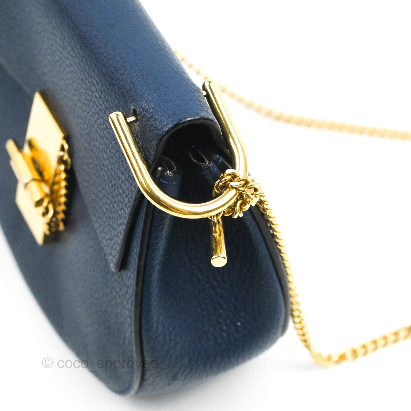 Chloe Mini Drew Crossbody Bag Navy Grained Leather