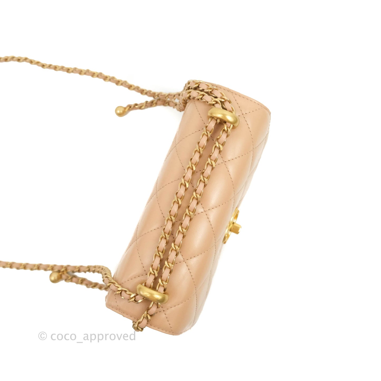 Chanel Quilted Perfect Fit Adjustable Beige Calfskin Gold Hardware 21A