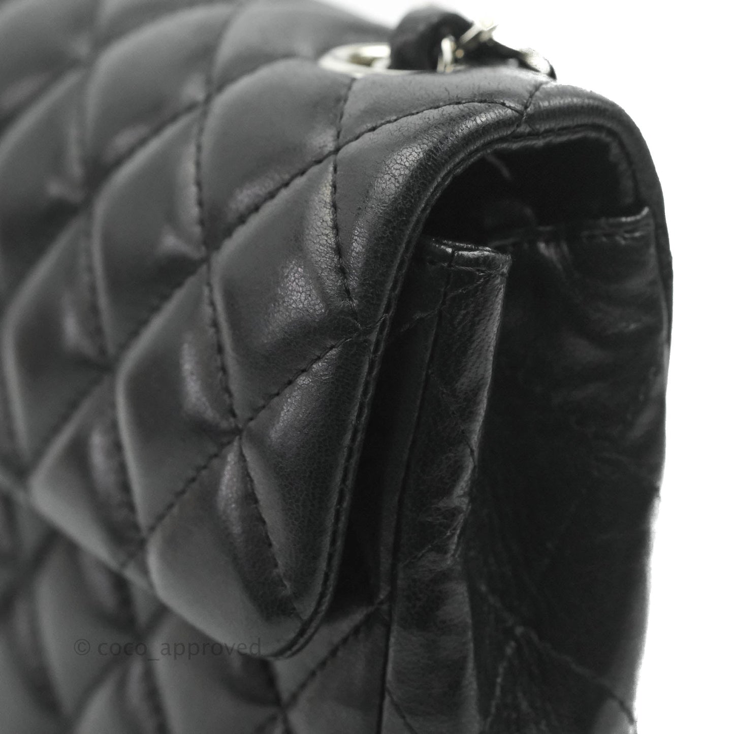 Chanel Quilted East West Flap Bag Black Lambskin Silver Hardware