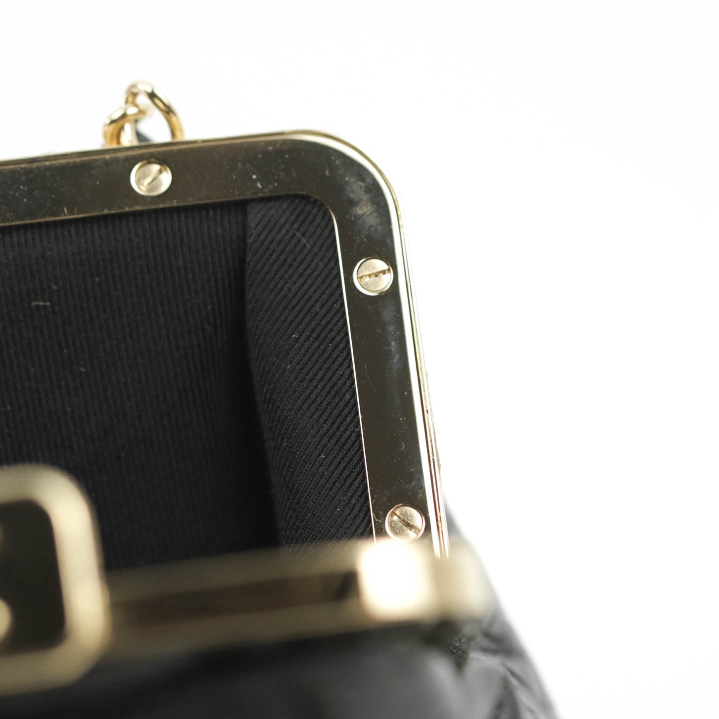 Chanel Kisslock Clutch with Chain Black Shiny Aged Lambskin Gold Hardware