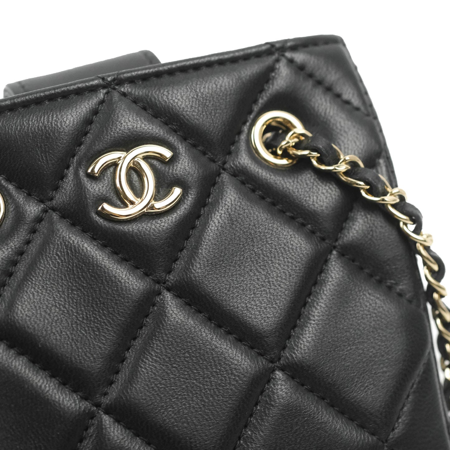 Chanel Mini Clutch With Chain Black Lambskin Gold Hardware 22C