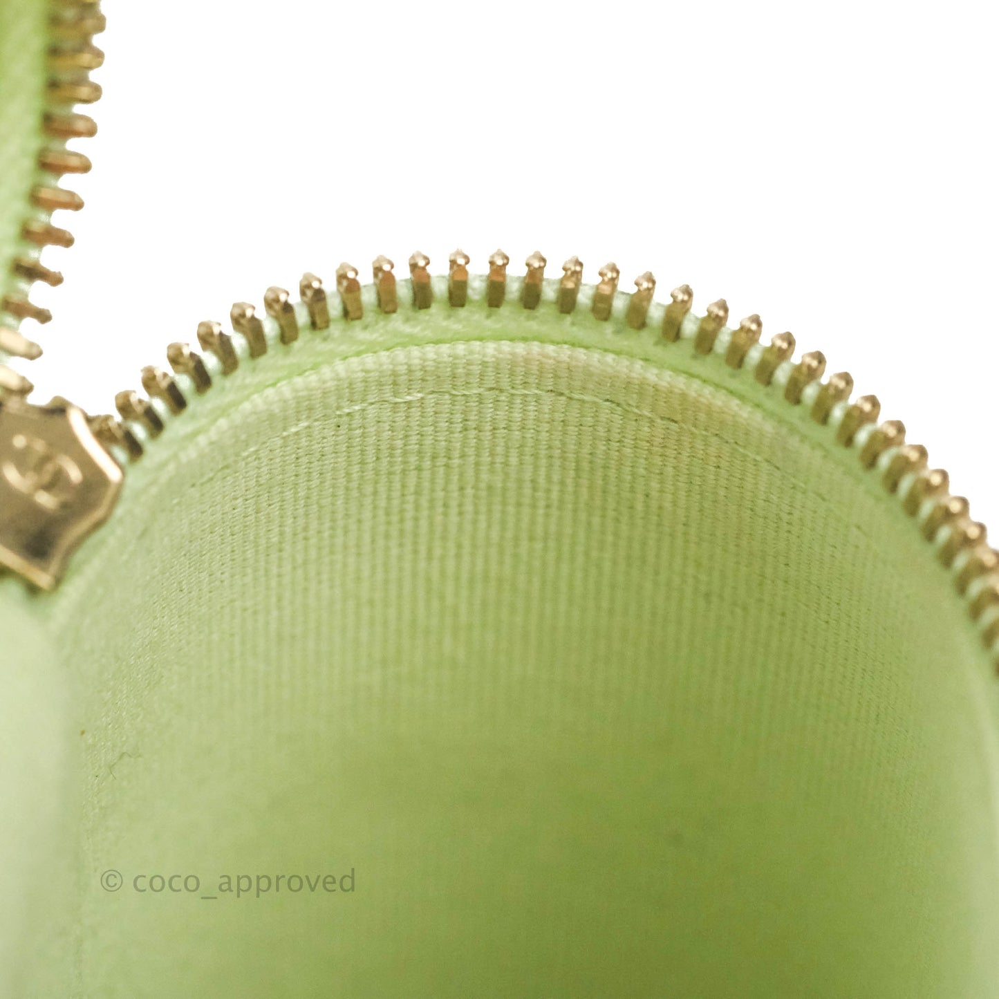 Chanel Vanity Phone Holder With Chain Light Mint Green Caviar Gold Hardware