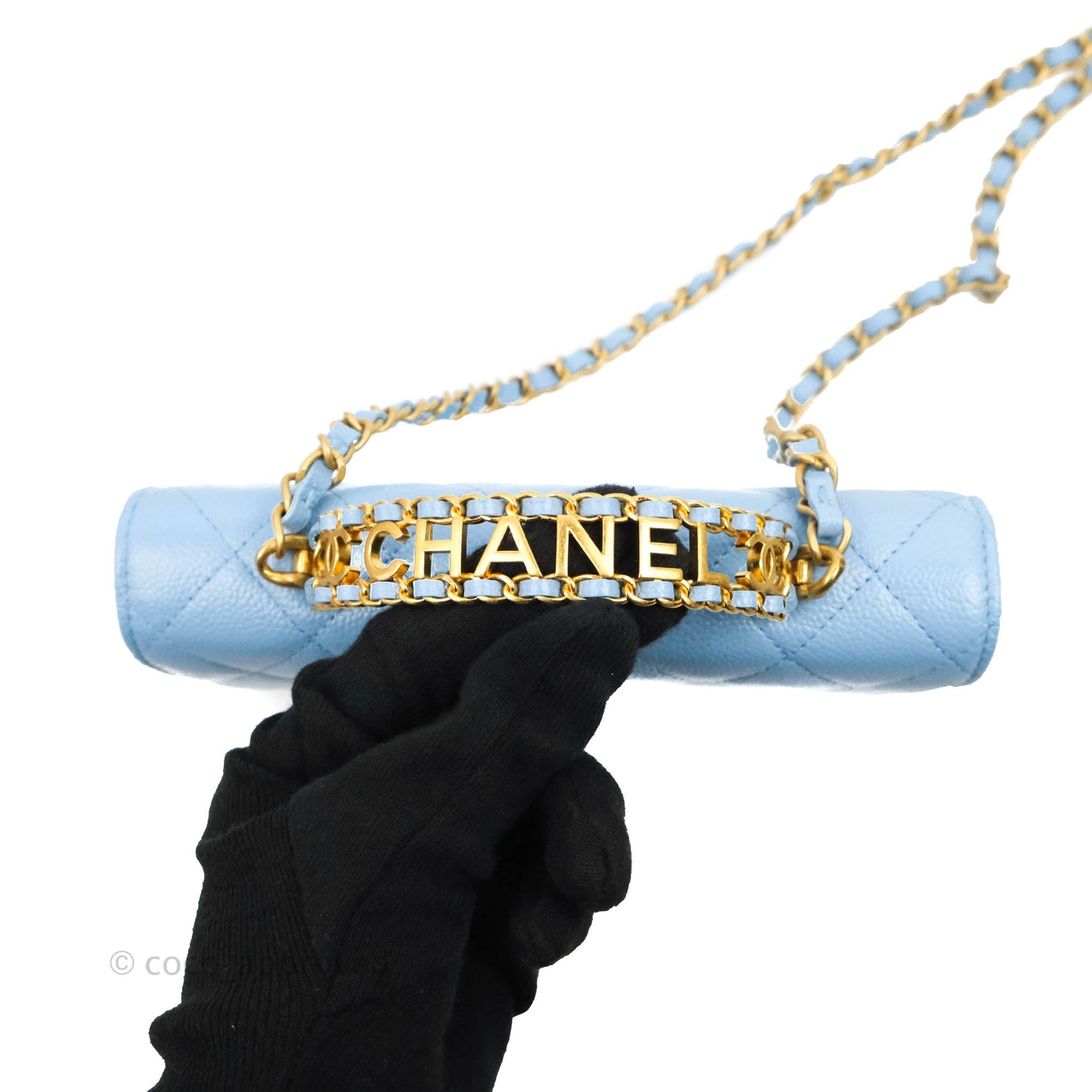 Chanel Top Handle Pick Me Up Wallet On Chain WOC Blue Caviar Gold Hardware 22S