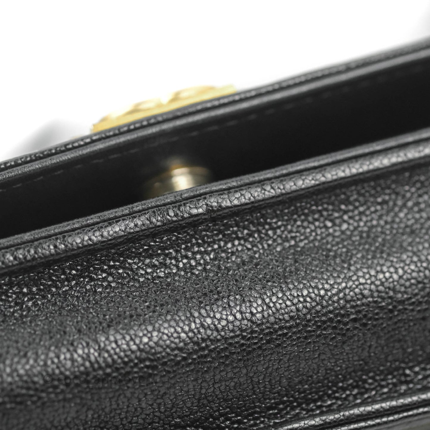 Chanel Quilted Boy Wallet on Chain WOC Black Caviar Aged Gold Hardware