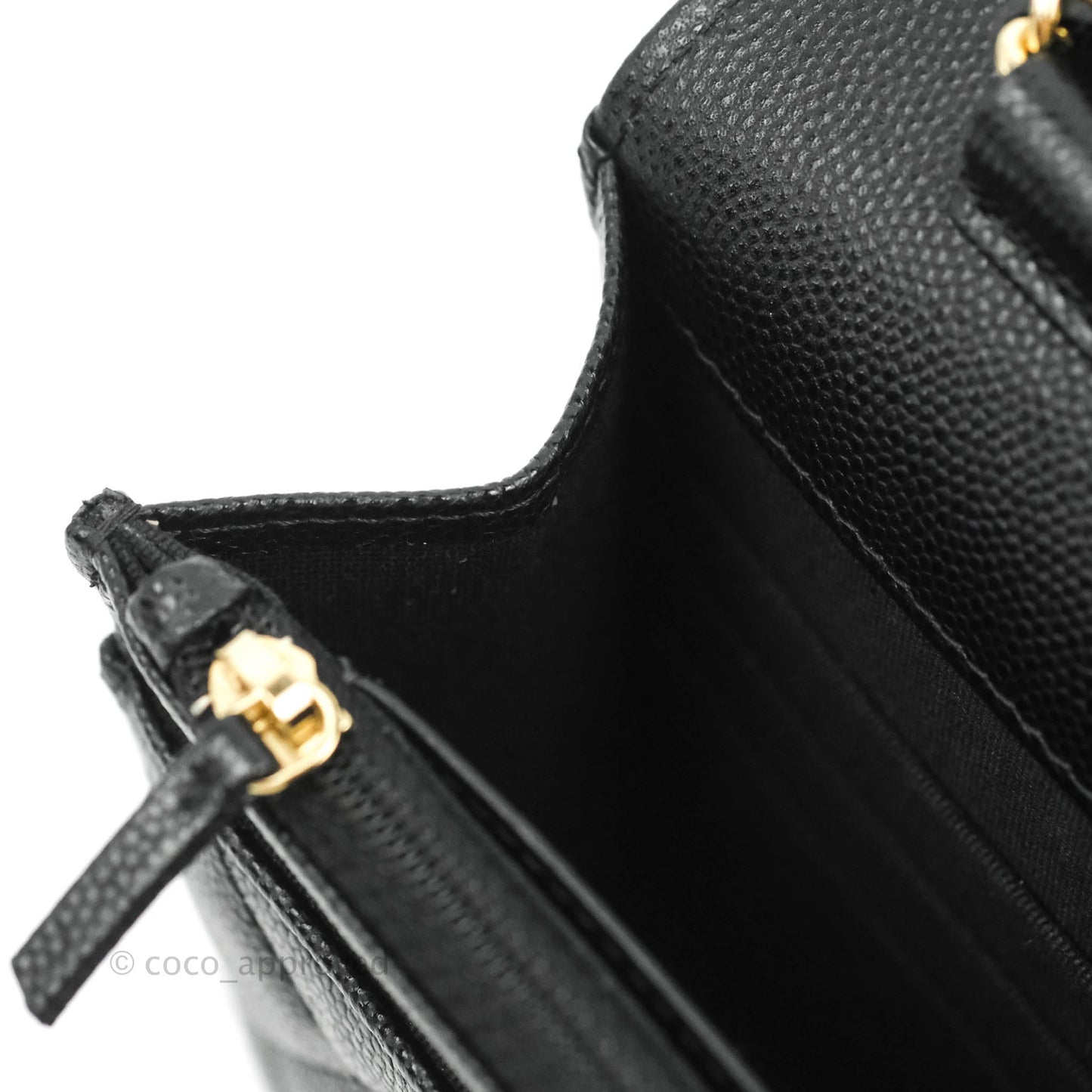 Chanel Quilted WOC Black Caviar Gold Hardware With Charms