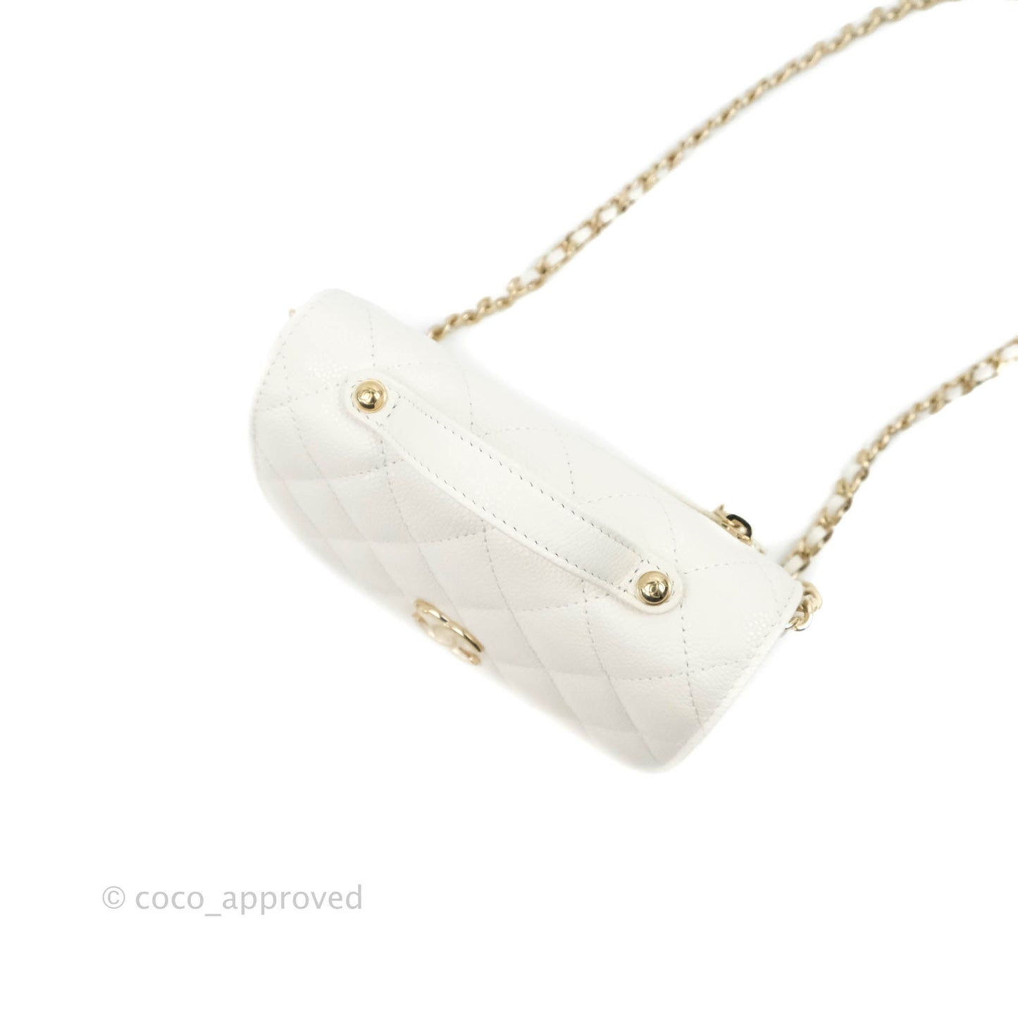 Chanel Business Affinity Clutch With Chain White Caviar Gold Hardware