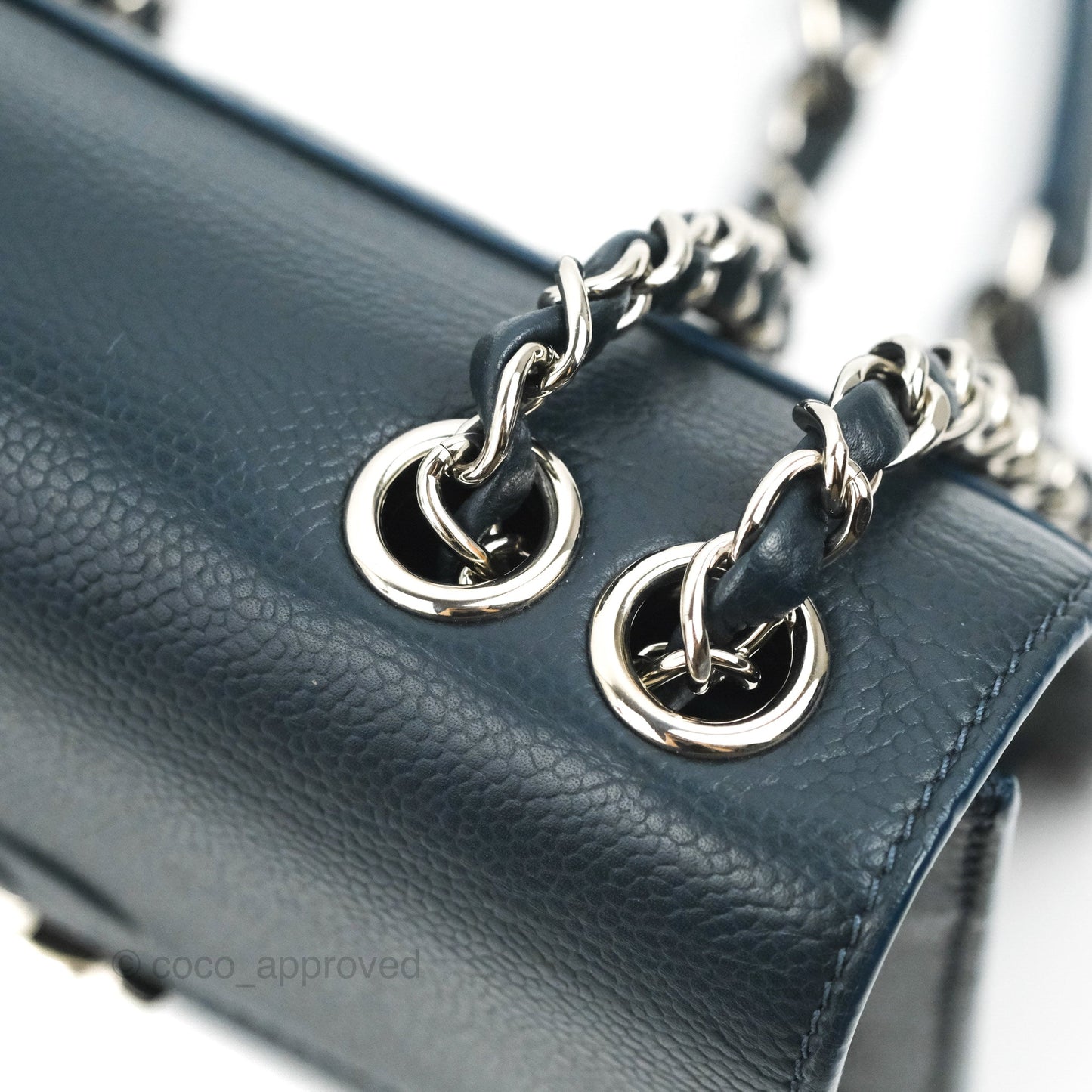 Chanel Small CC Box Flap Bag Prussian Blue Caviar Silver Hardware