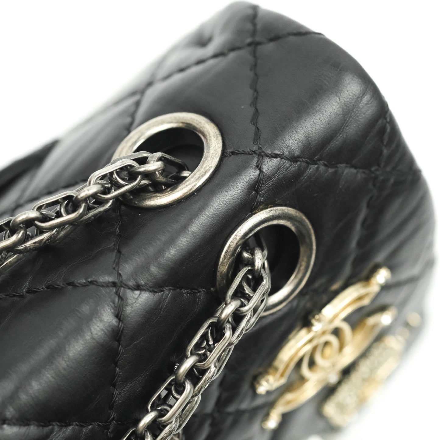 Chanel 2.55 Reissue Lucky Charms 225 Flap Black Crumpled Calfskin Ruthenium Hardware