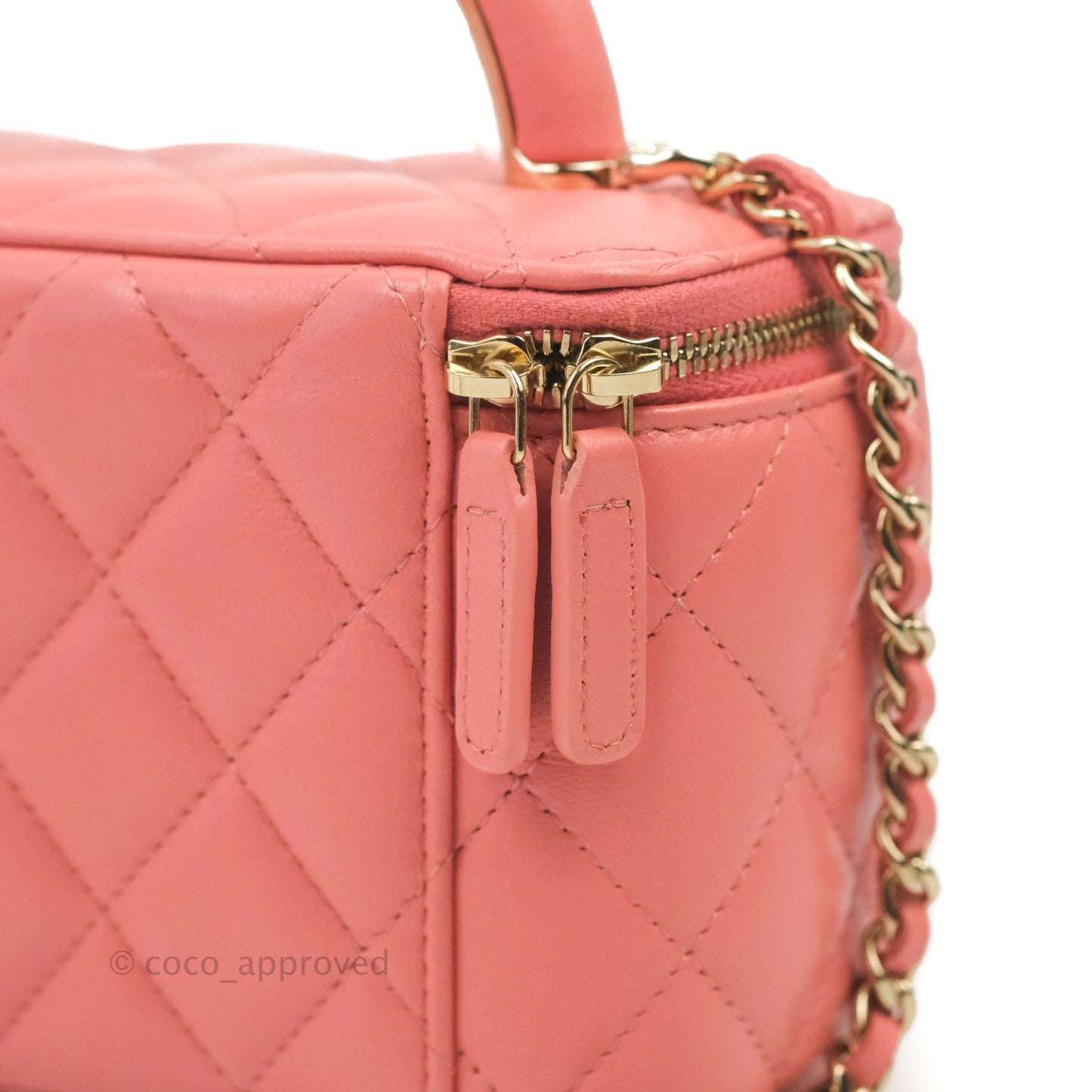 Chanel Vanity Rectangular Top Handle Pink Lambskin Gold Hardware