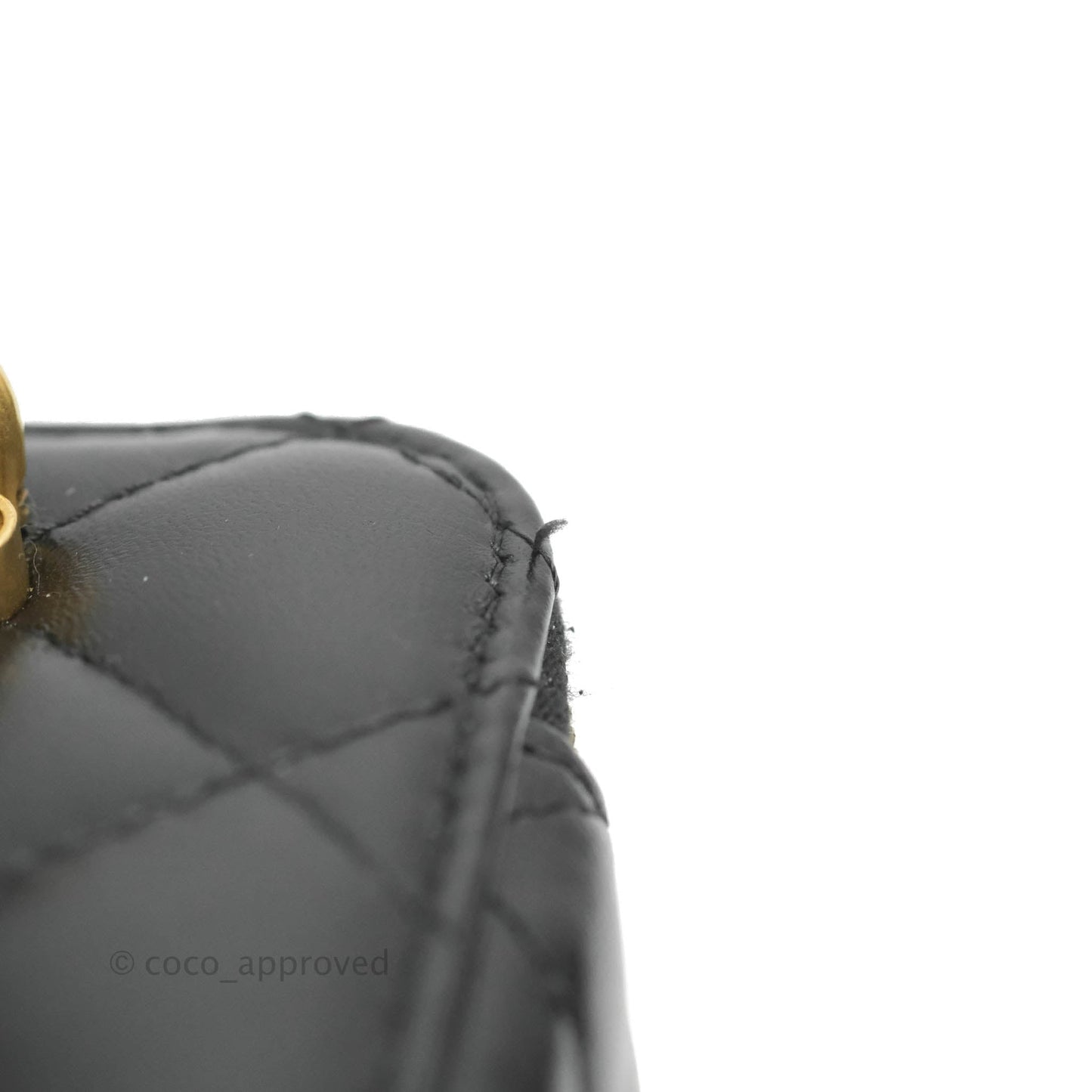 Chanel Mini Top Handle Vanity With Chain Black Lambskin Gold Hardware