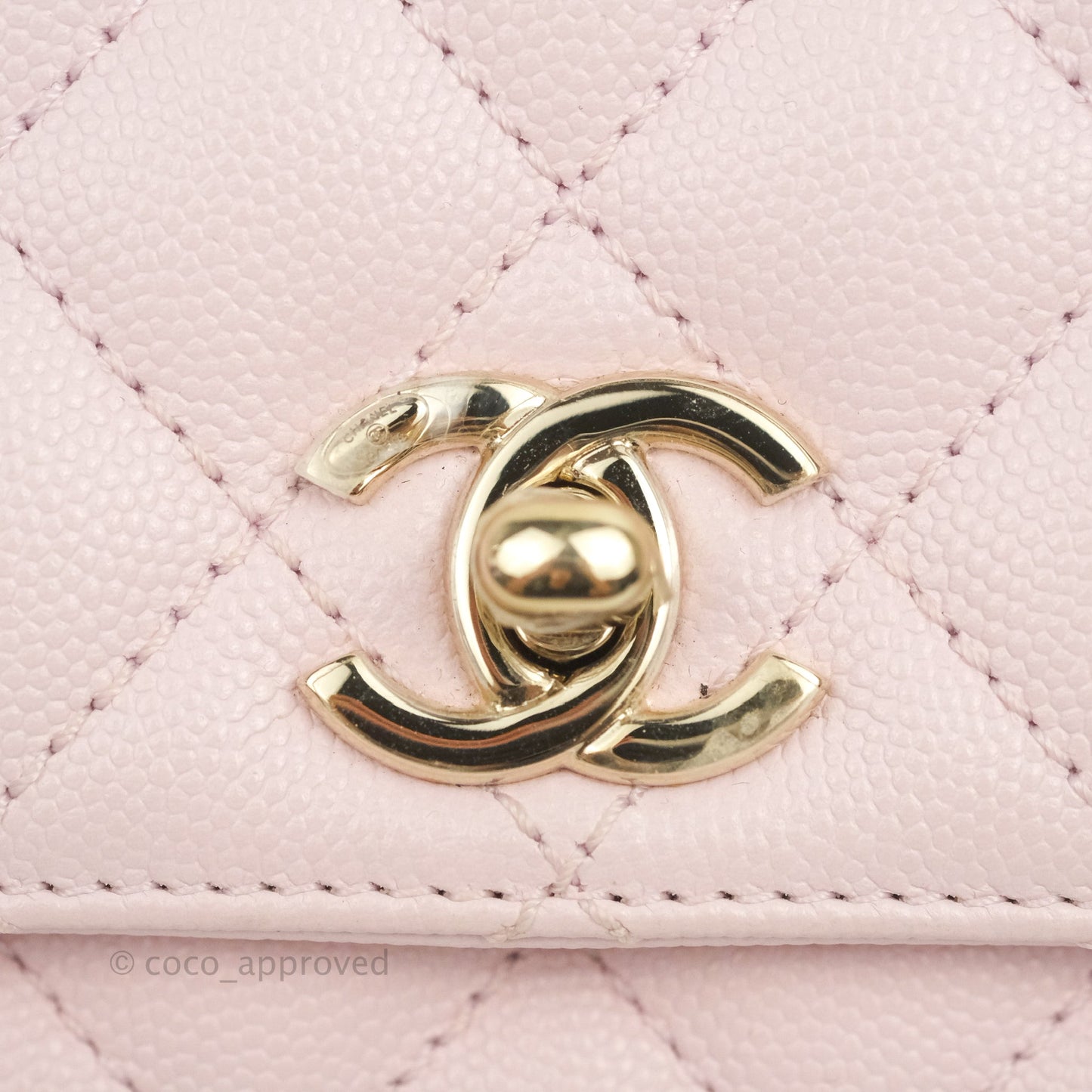 Chanel Mini Coco Handle Quilted Light Pink Caviar Gold Hardware