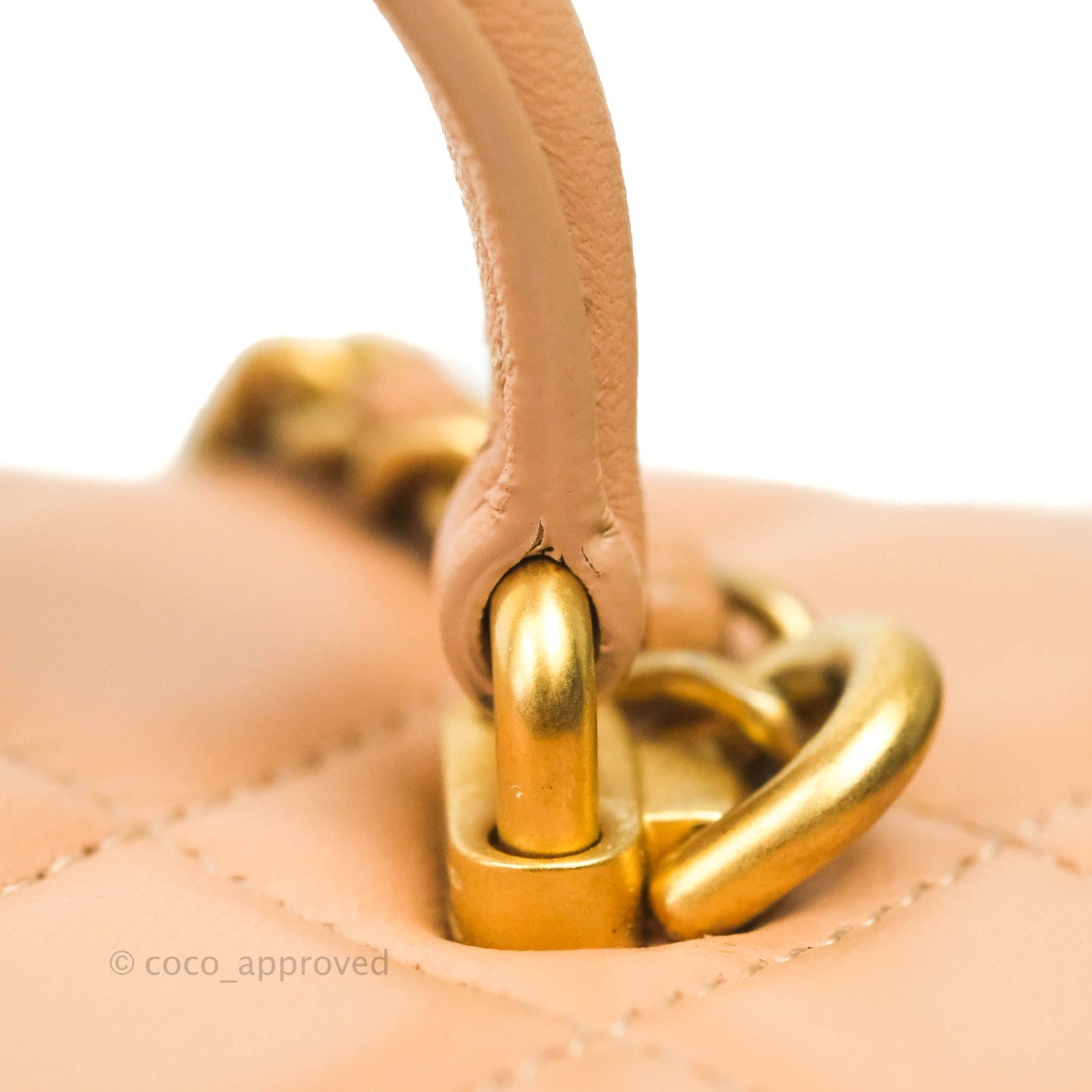 Chanel Vanity Rectangular Top Handle Beige Lambskin Aged Gold Hardware