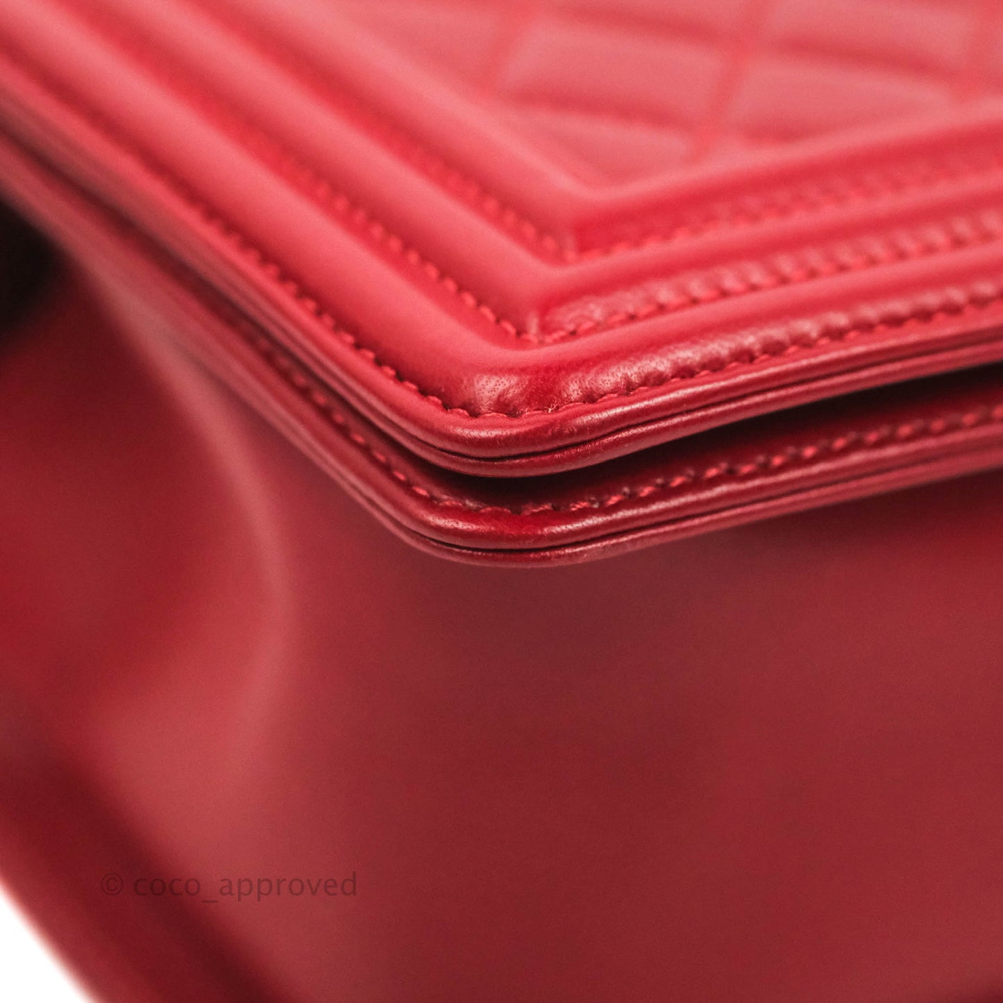 Chanel Quilted Medium Boy Red Lambskin Aged Gold Hardware