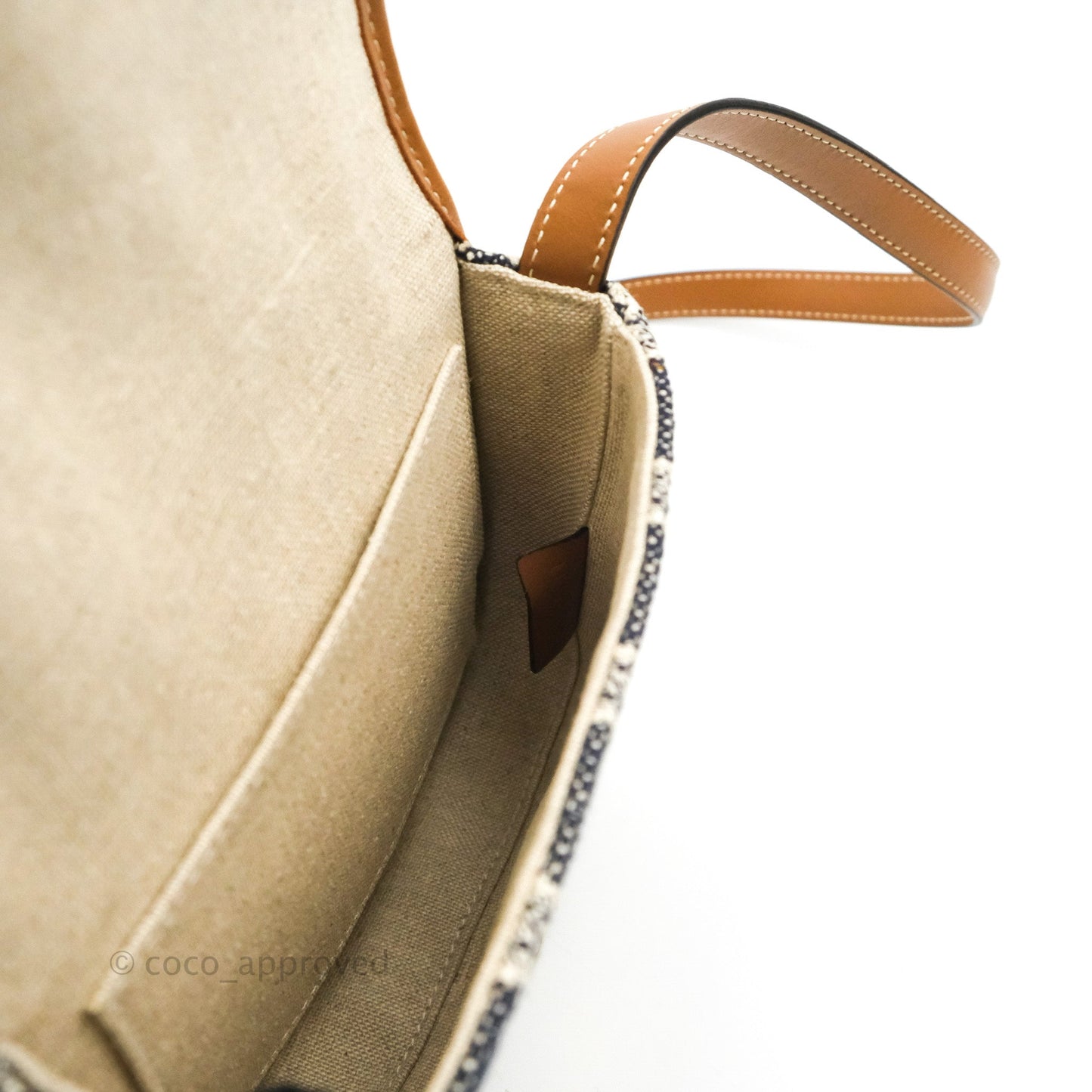 Celine Mini Besace in Navy Textile with Triomphe Embroidery Calfskin