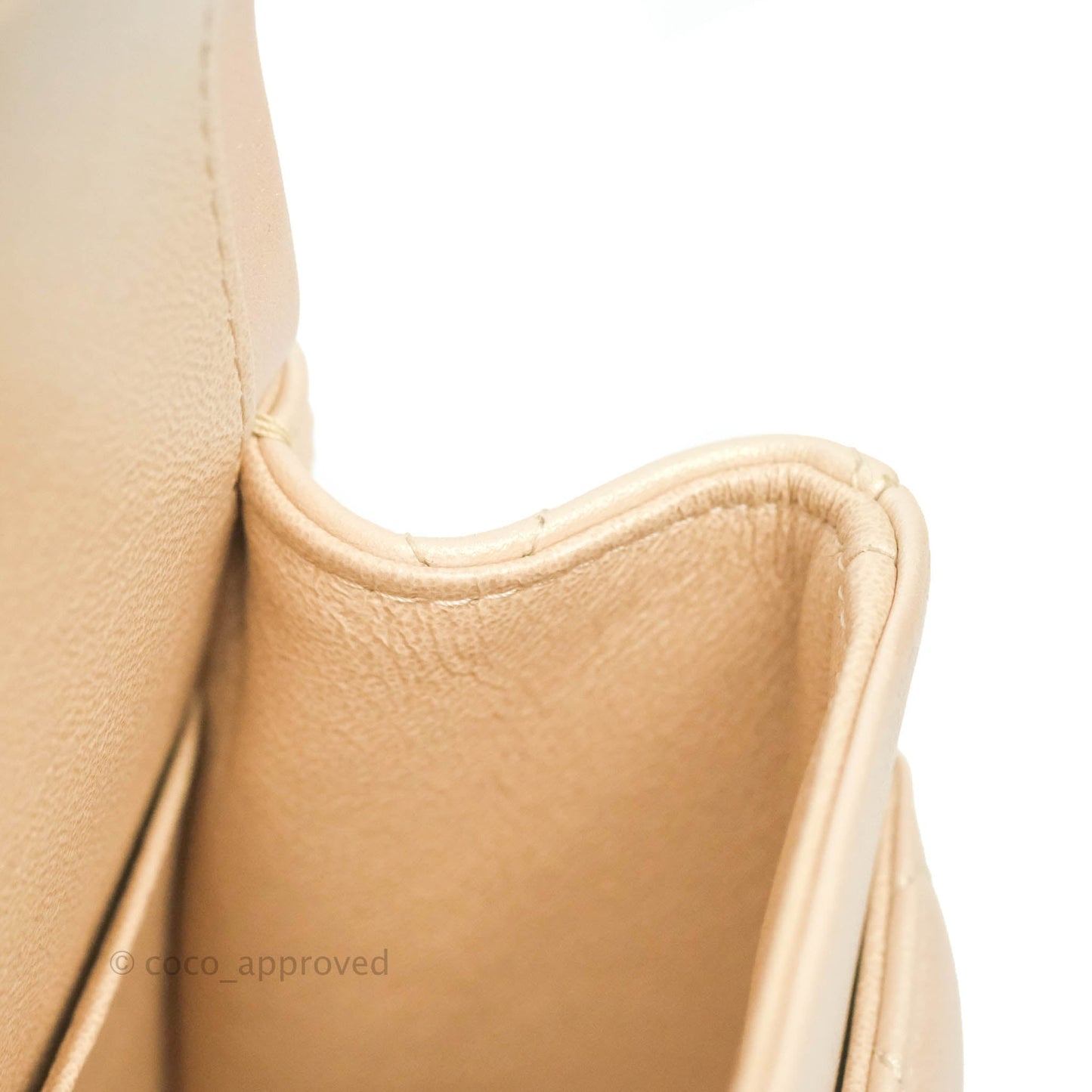 Chanel Classic M/L Medium Double Flap Iridescent Beige Calfskin Gold Hardware 21S