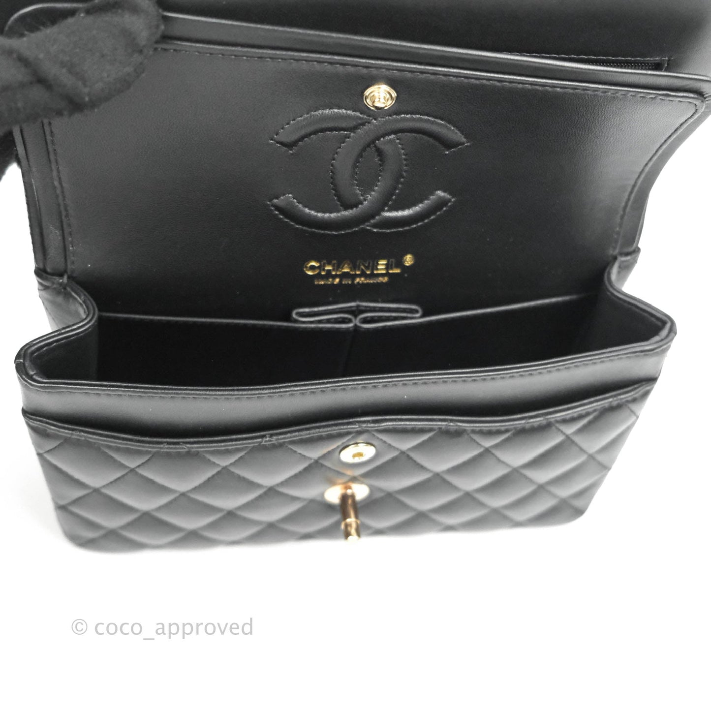 Chanel Classic Small S/M Flap Black Lambskin Rose Pink-Gold Hardware
