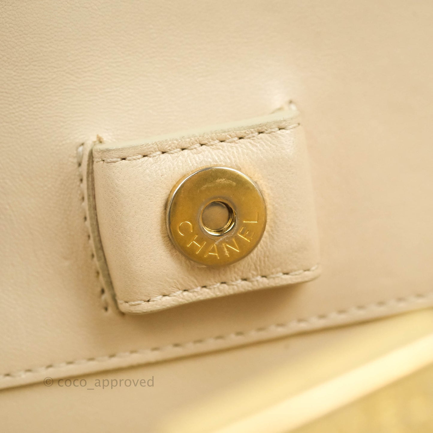 Chanel Small Flat Quilted Coco Luxe Flap Bag Light Beige Aged Gold Hardware