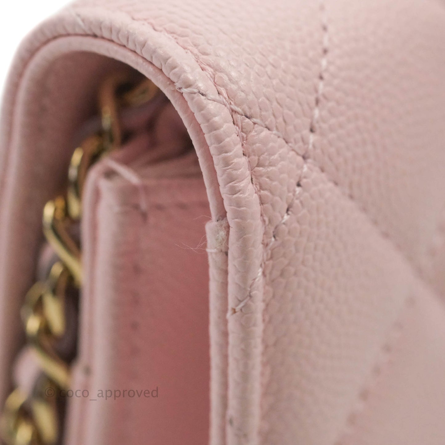 Chanel Quilted Wallet on Chain WOC Crystal Braided CC Light Pink Caviar Gold Hardware