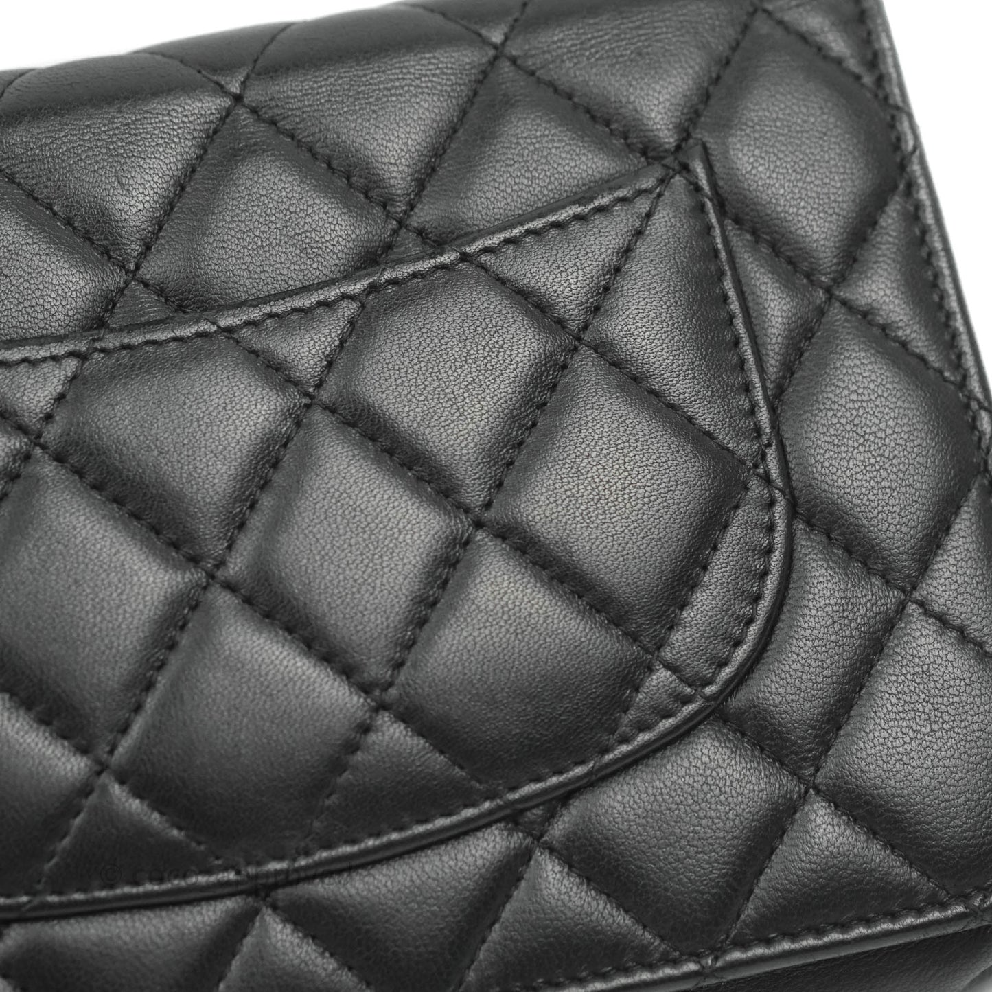 Chanel Classic Wallet On Chain Black Lambskin Silver Hardware